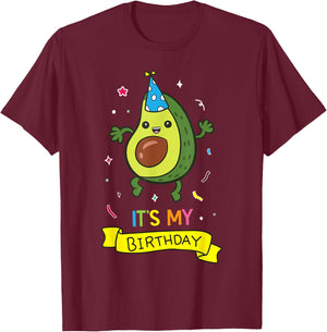 Avocado It's My Birthday Vegan Food Avocado Birthday T-Shirt - T-Shirt | Maroon