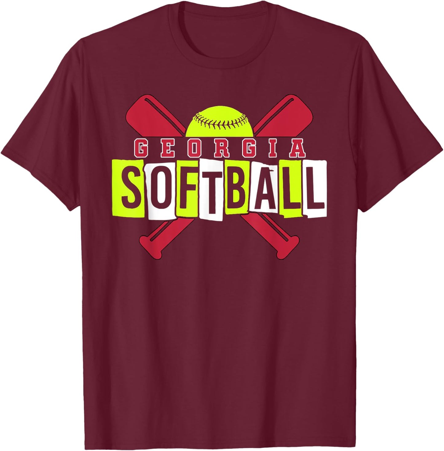 Georgia Softball Vintage Retro Design T-Shirt - T-Shirt | Maroon