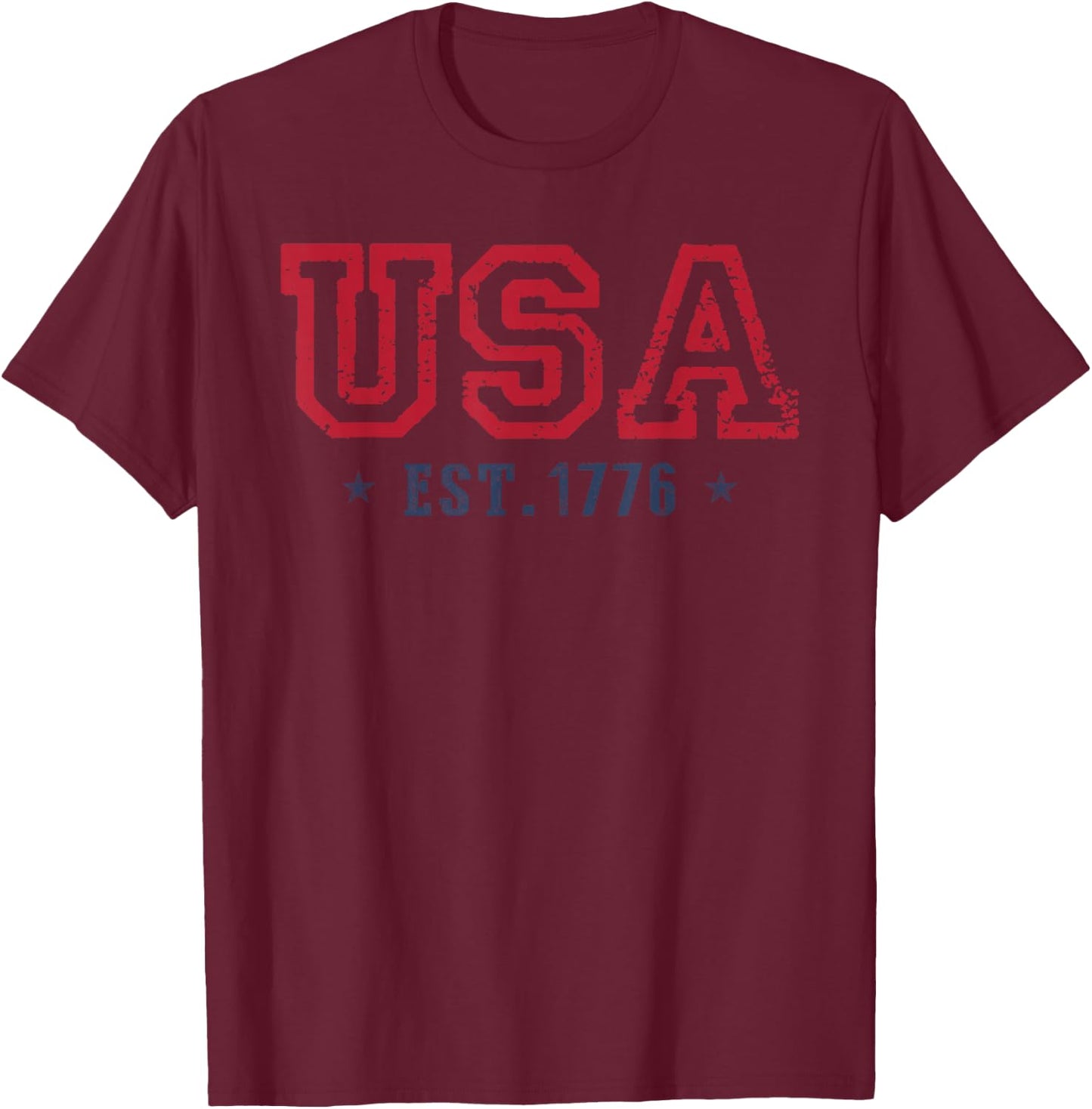 4th Of July Patriotic US Flag USA Est 1776 America Men women T-Shirt - T-Shirt | Maroon