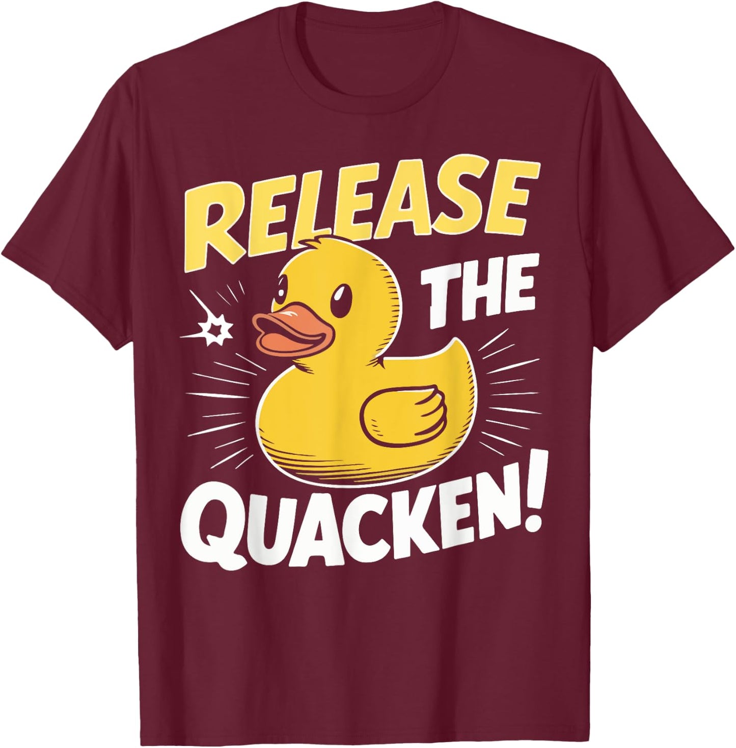 Release the Quacken Rubber Duck , Small, Black T-Shirt - T-Shirt | Maroon
