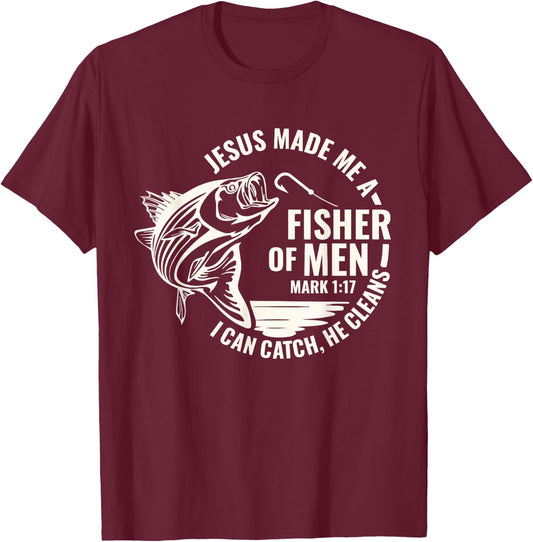 Men Fishing Fisherman Christian Father's Day T-Shirt - T-Shirt | Maroon