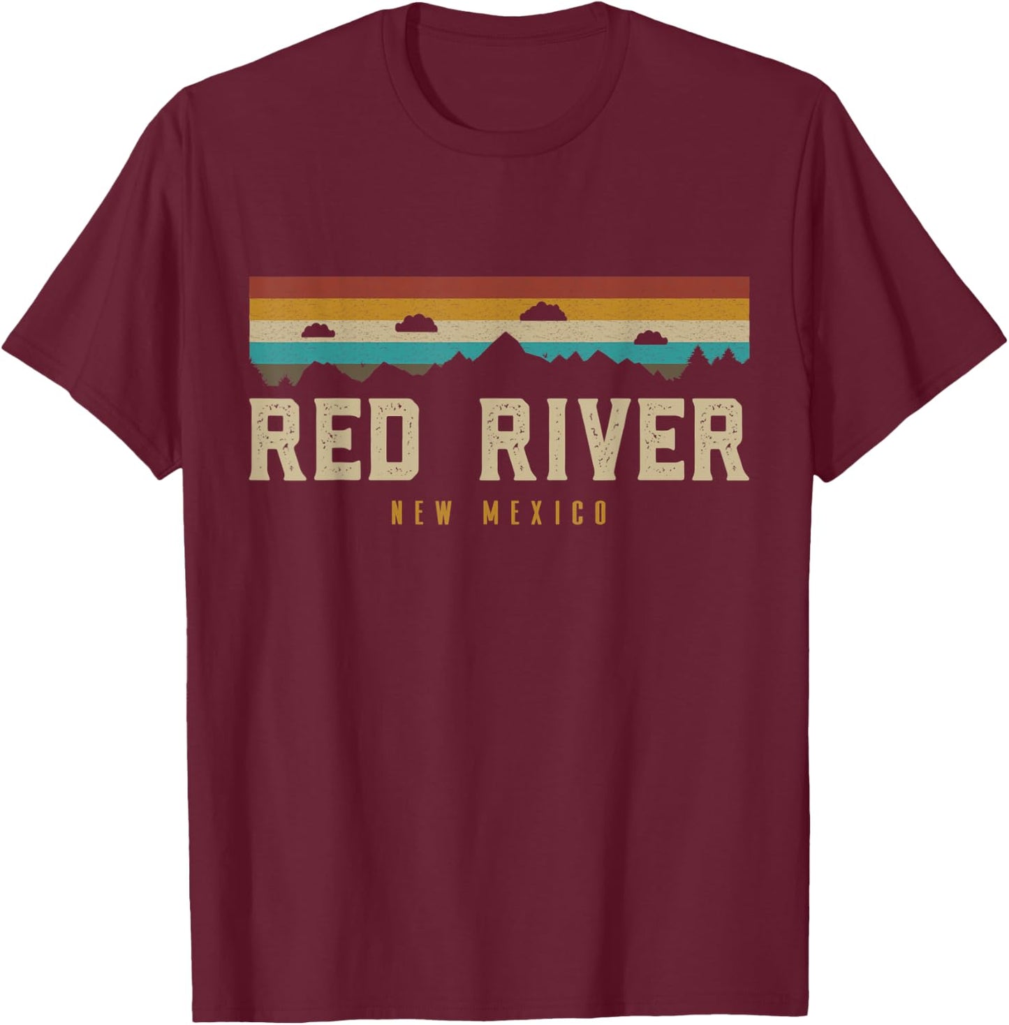 Red River Vintage Mountains Hiking Camping New Mexico Retro T-Shirt - T-Shirt | Maroon