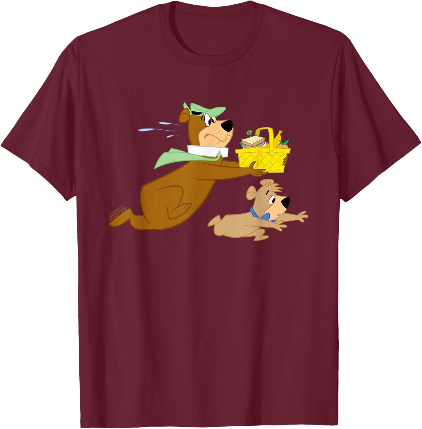 Yogi Bear and Boo Boo Steal Picnic Basket T-Shirt - T-Shirt | Maroon