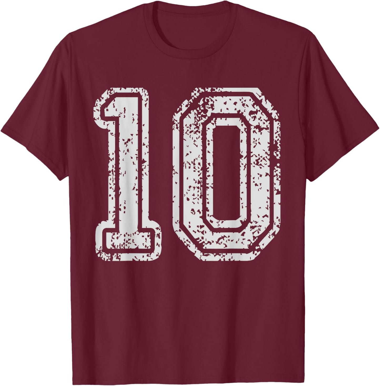 Team Jersey Uniforms Number 10 Ten School Sports Birthdays T-Shirt - T-Shirt | Maroon