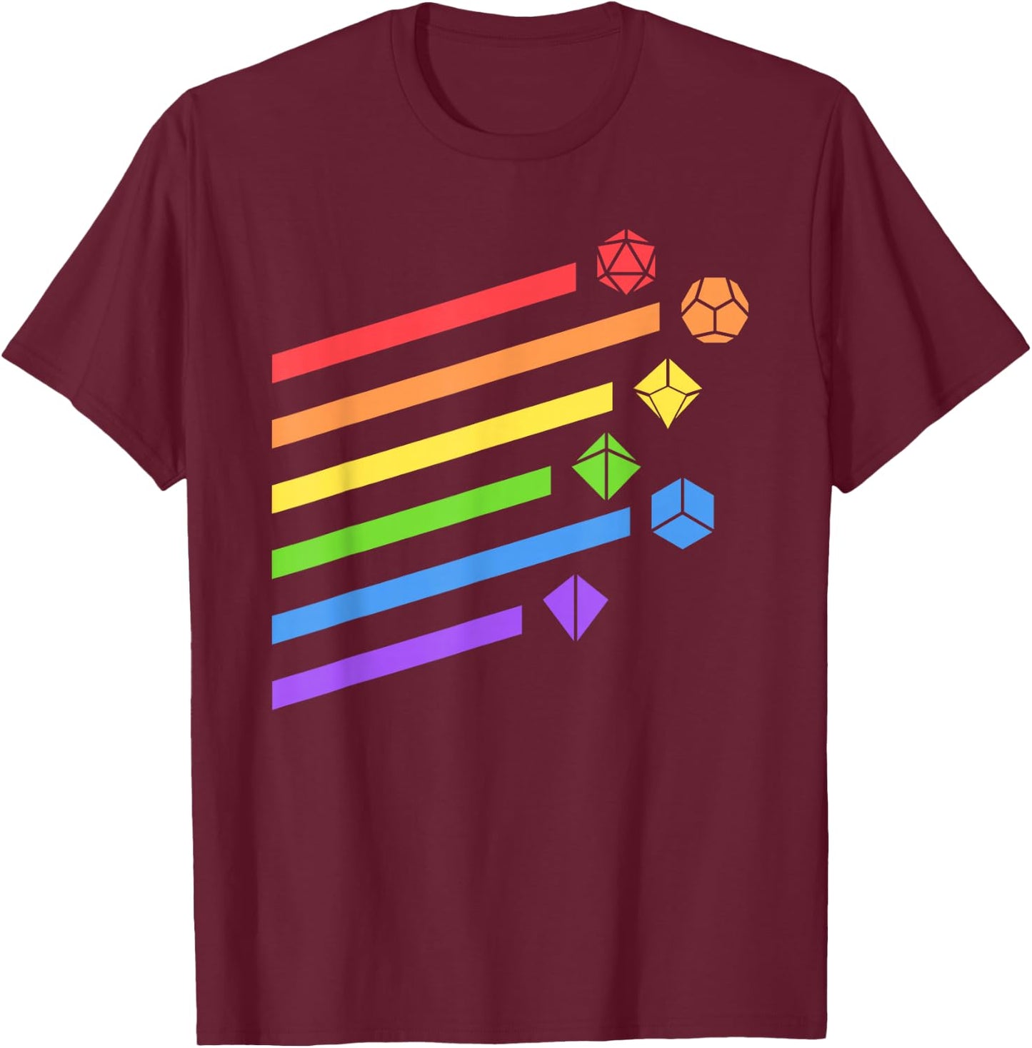 Minimalist Polyhedral Dice Set Colors D20 Collector T-Shirt - T-Shirt | Maroon