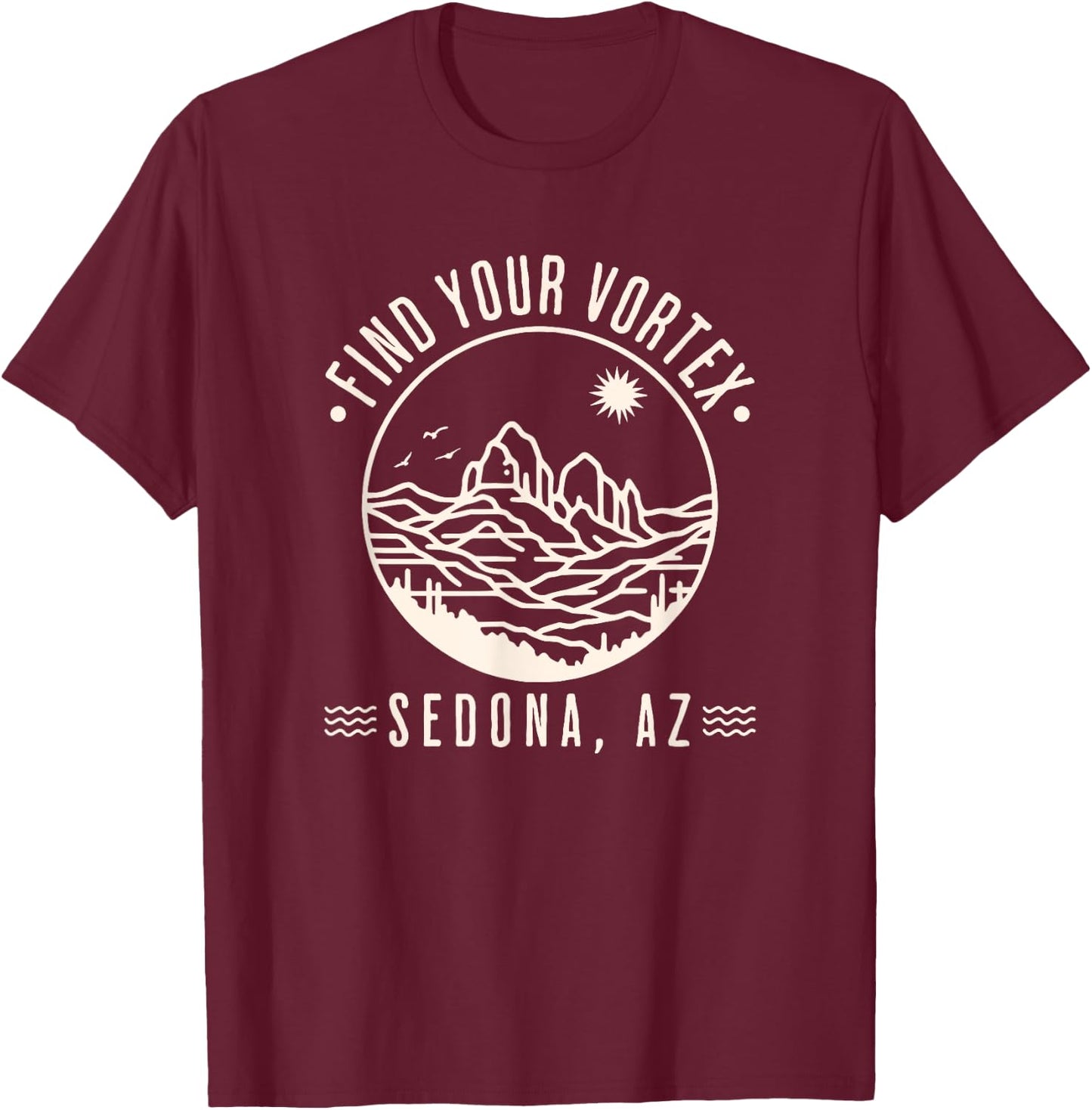 Sedona Arizona Wellness Vortex Spiritual Hiking Trip Health T-Shirt - T-Shirt | Maroon