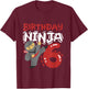 Birthday Ninja 6 Years Old Karate Kids 6th Birthday Boys T-Shirt - T-Shirt | Maroon