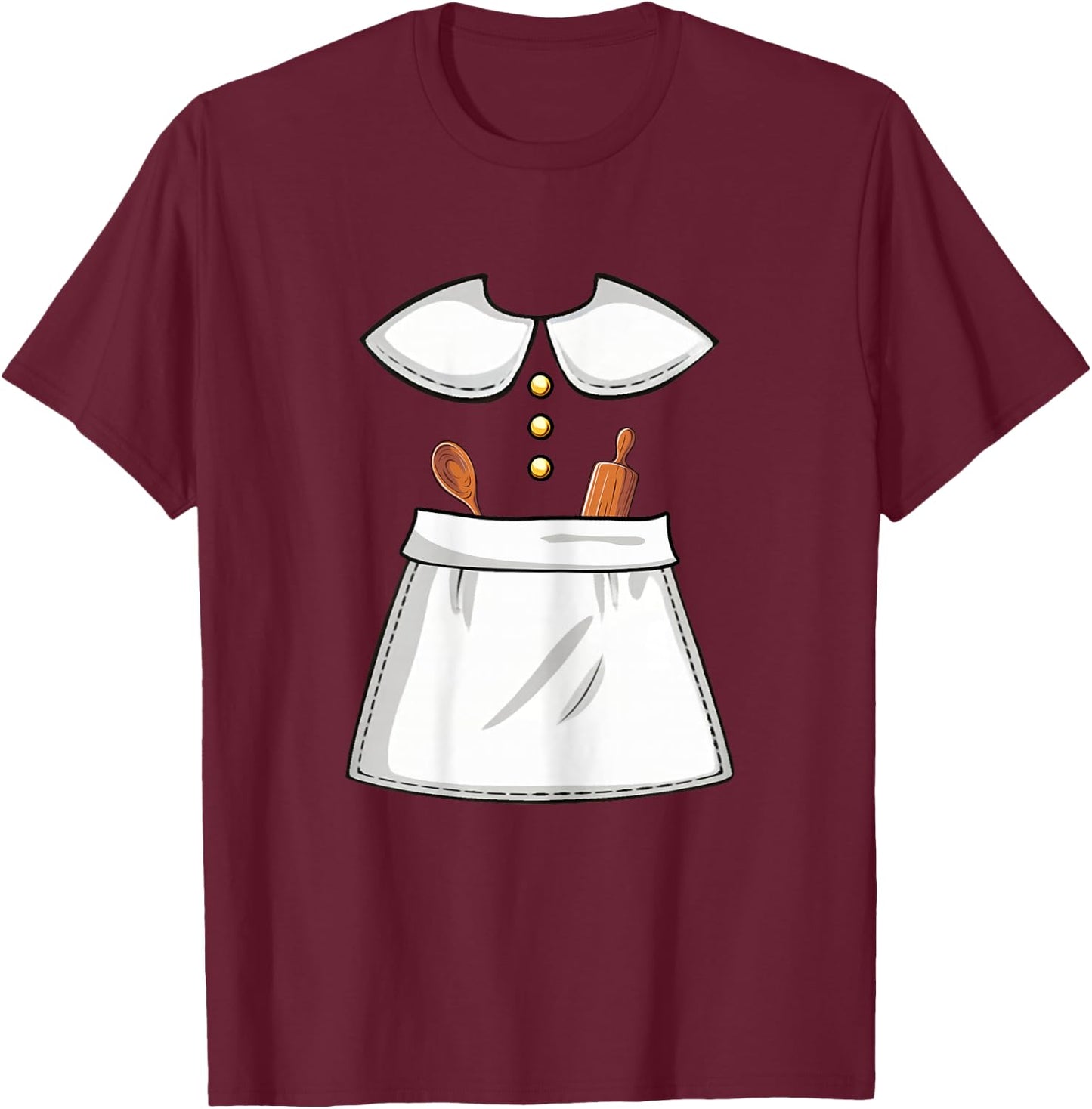 Pilgrim Costume Lady Thanksgiving Turkey Day Women Girls T-Shirt - T-Shirt | Maroon