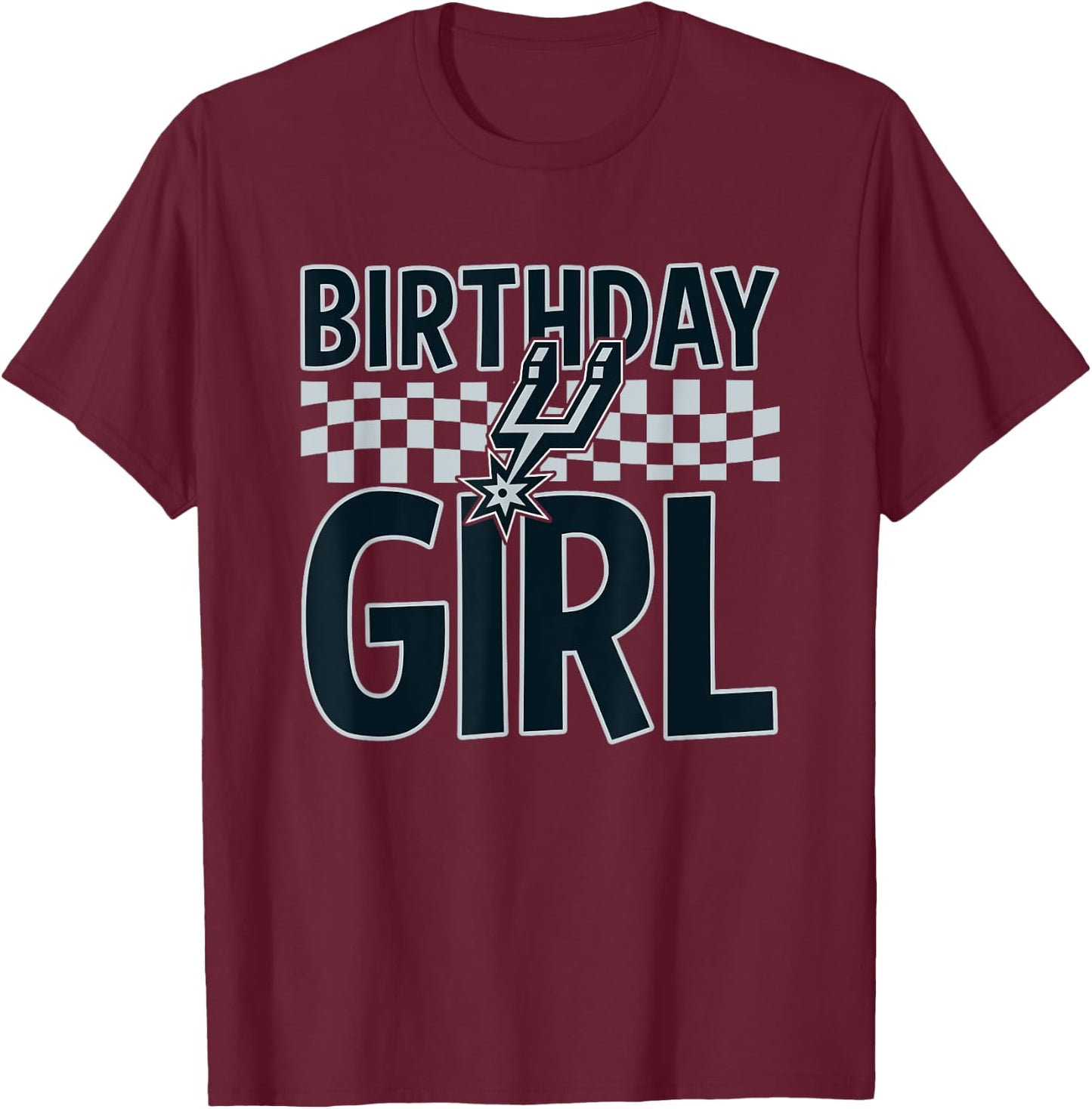 NBA San Antonio Spurs Birthday Girl Checkered Logo T-Shirt - T-Shirt | Maroon