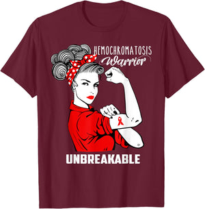 Hemochromatosis Warrior Unbreakable Shirt Awareness Gift T-Shirt - T-Shirt | Maroon