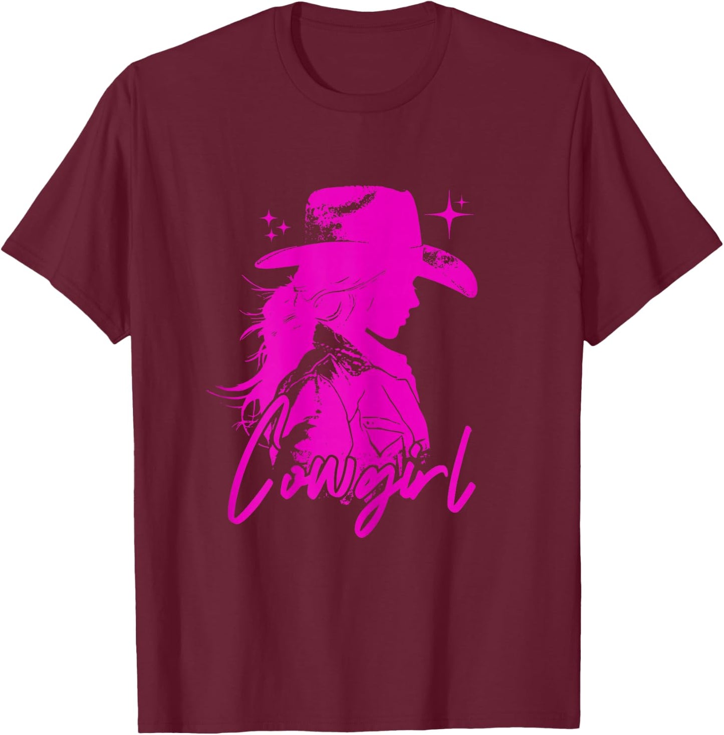 Pink Cute Cowgirl Disco Rodeo Outfit Country Coastal Preppy T-Shirt - T-Shirt | Maroon