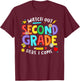 Watch Out Second Grade Here I Come 2nd Grade Back To School T-Shirt - T-Shirt | Maroon