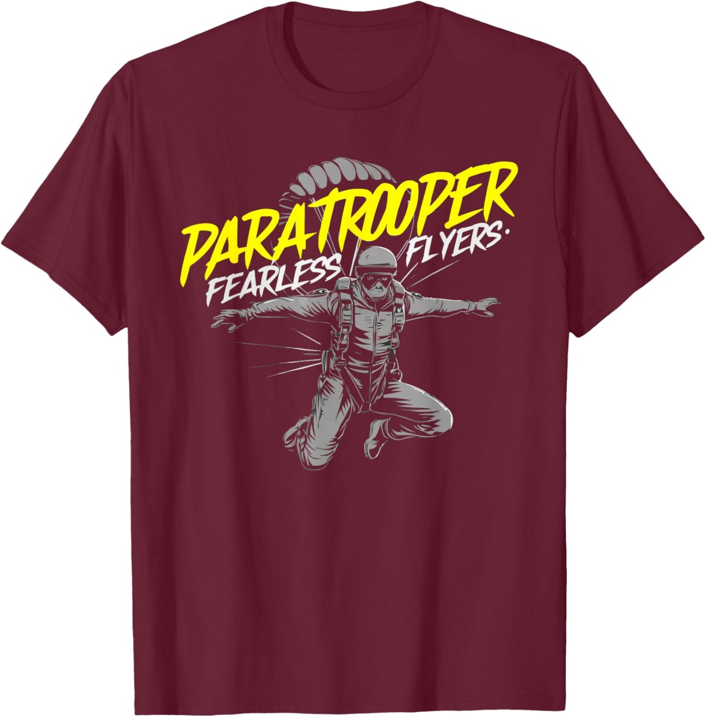 Airborne Paratrooper Military Soldier Parachute T-Shirt - T-Shirt | Maroon
