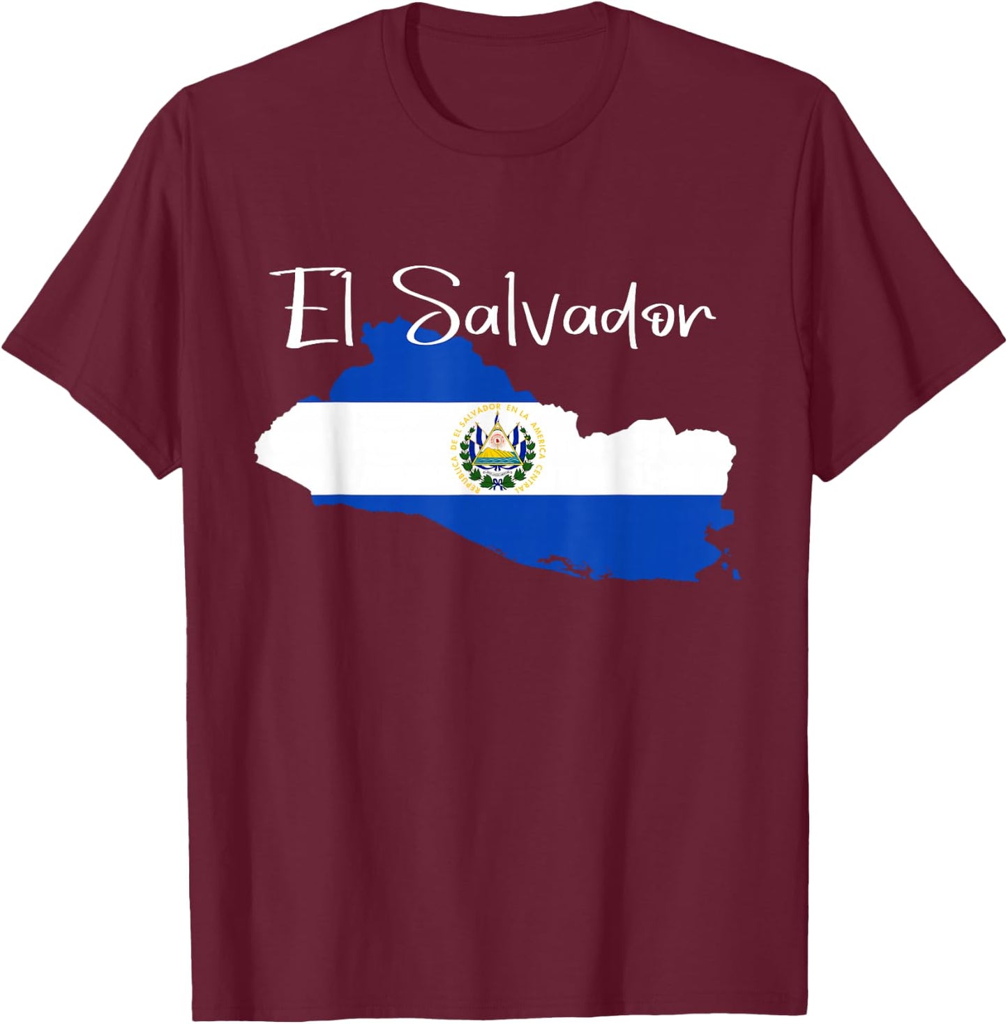 El Salvador Flag Shirt, El Salvador map, Salvador T-Shirt - T-Shirt | Maroon