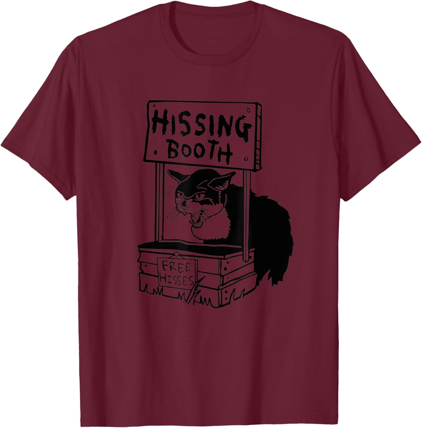 Cat Hissing Booth Black Cat Cute Ktten Cat Lover Funny T-Shirt - T-Shirt | Maroon