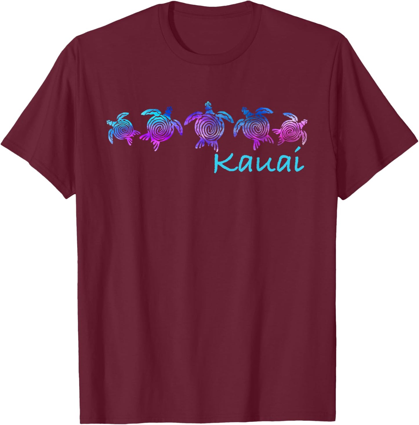 Kauai, Hawaii Beach Design/Tribal Turtle Gift T-Shirt - T-Shirt | Maroon