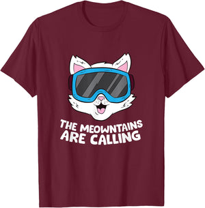 Funny Snowboard Ski Goggle For Snowboarding Cat Skiing Women Girls Kids T-Shirt - T-Shirt | Maroon