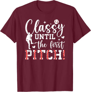 Baseball Pitcher Mom Funny Mom Of A Baseball Pitcher Mama T-Shirt - T-Shirt | Maroon
