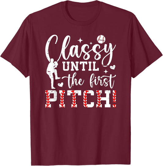 Baseball Pitcher Mom Funny Mom Of A Baseball Pitcher Mama T-Shirt - T-Shirt | Maroon