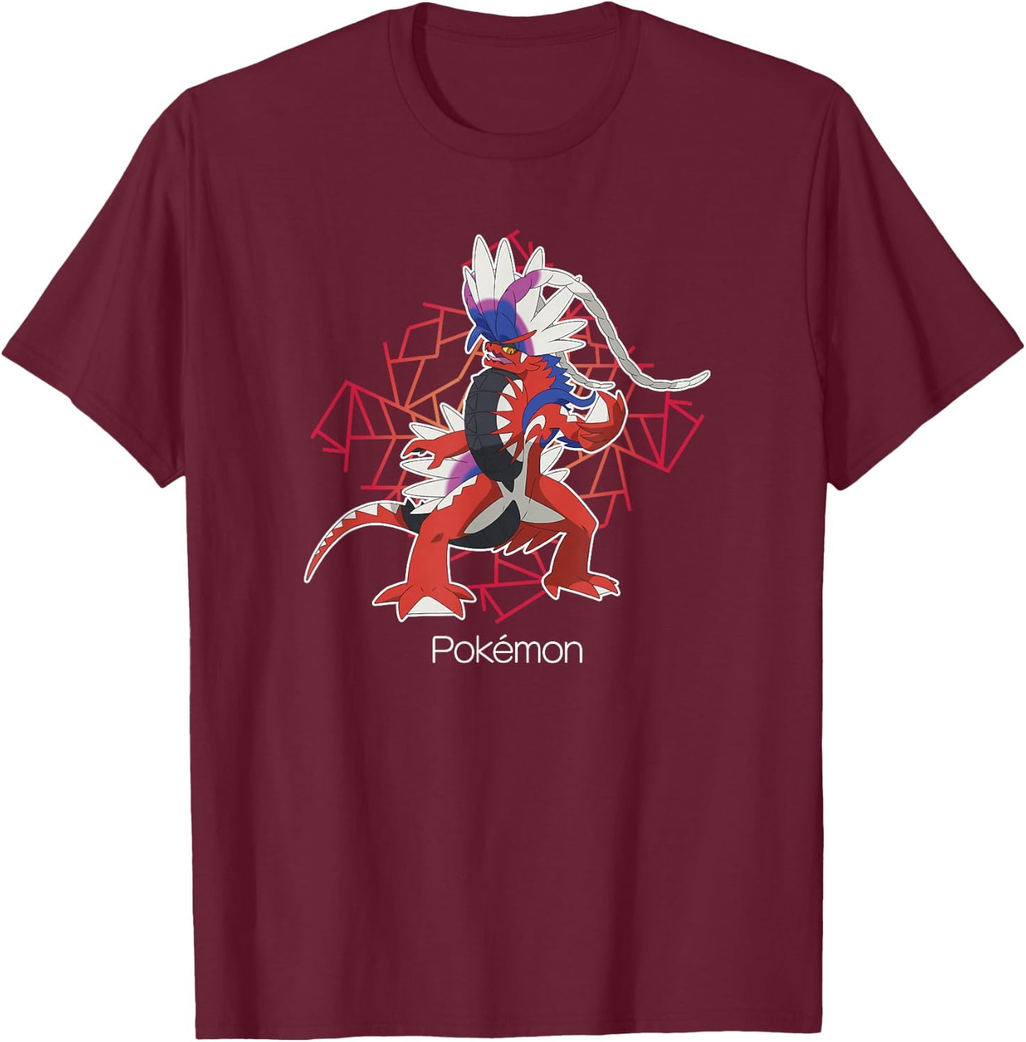Pokémon Koraidon Legendary Geometric Background Portrait T-Shirt - T-Shirt | Maroon