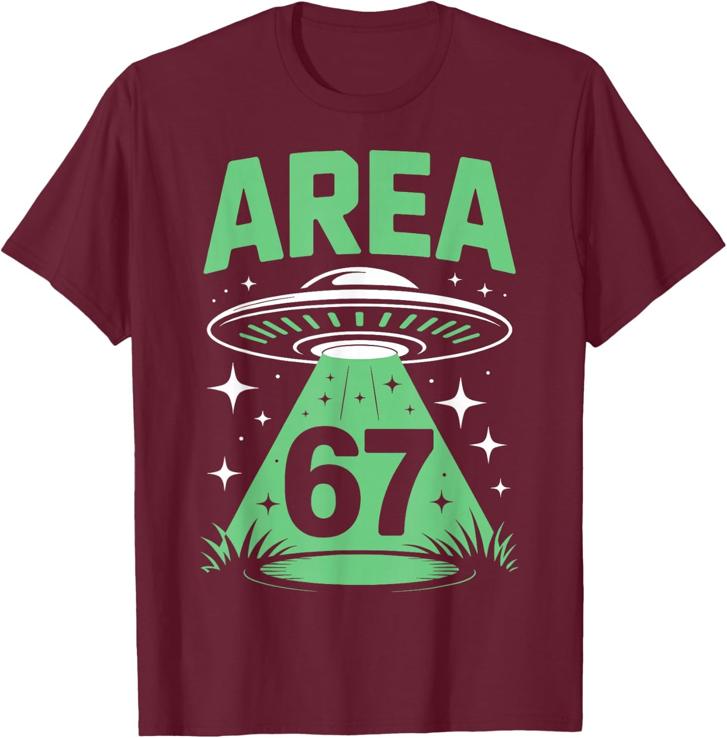 Funny Area 67 UFO Alien Six Seven Meme Gen Alpha Slang Kids T-Shirt - T-Shirt | Maroon