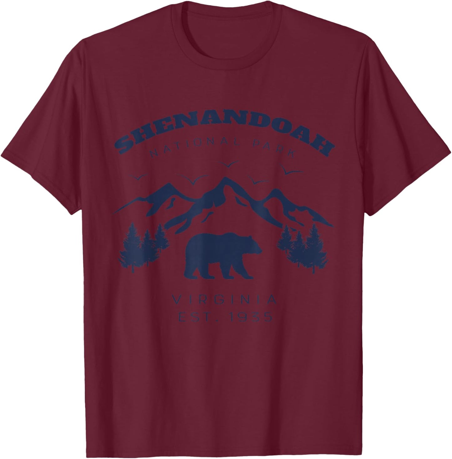 Vintage Shenandoah National Park for kids Hiking Camping T-Shirt - T-Shirt | Maroon