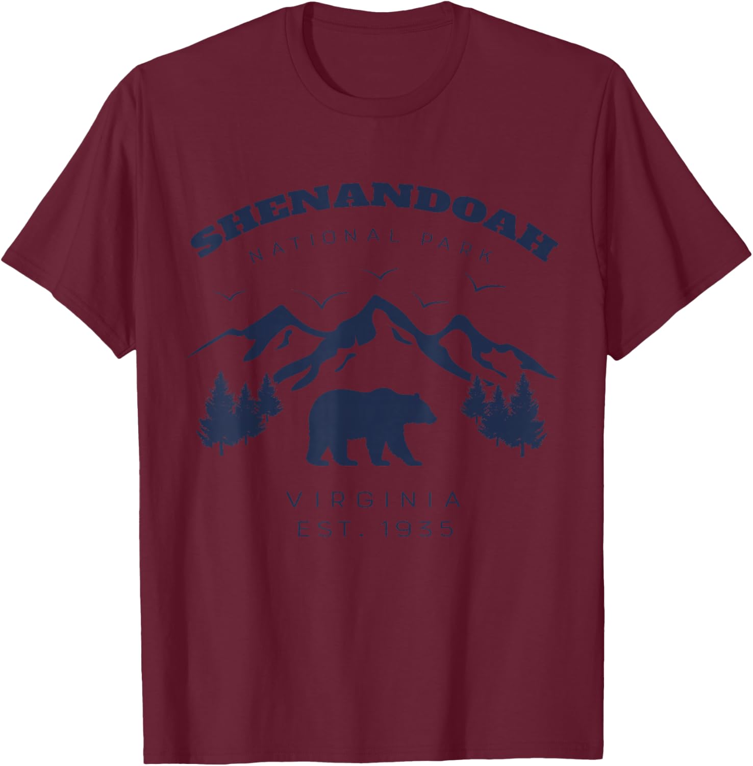 Vintage Shenandoah National Park for kids Hiking Camping T-Shirt - T-Shirt | Maroon