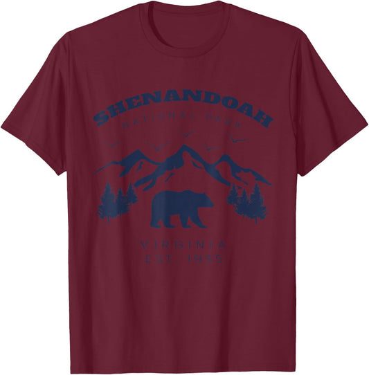 Vintage Shenandoah National Park for kids Hiking Camping T-Shirt - T-Shirt | Maroon