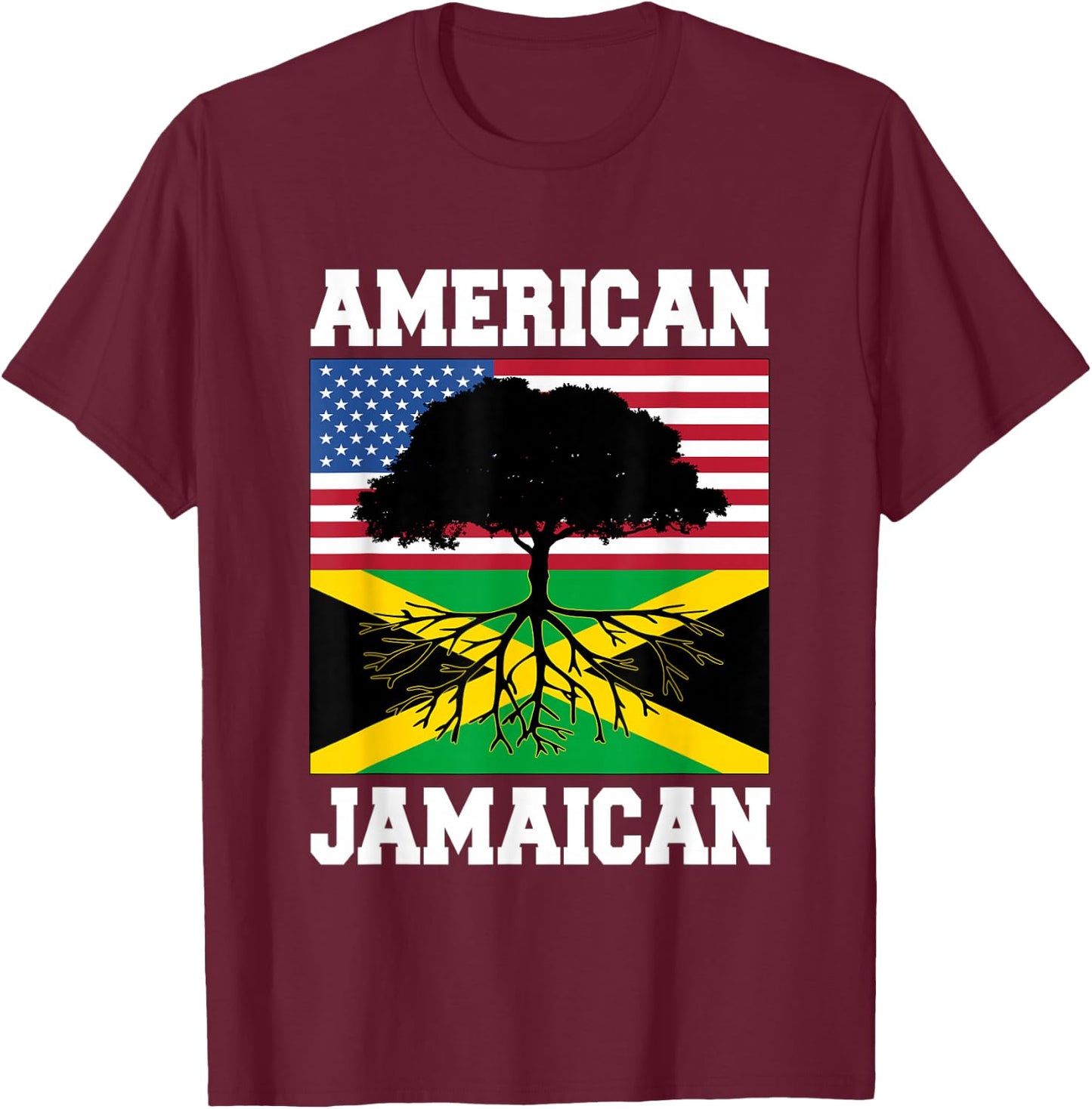 USA Jamaica Flag Jamaican Roots American Born America Small T-Shirt - T-Shirt | Maroon