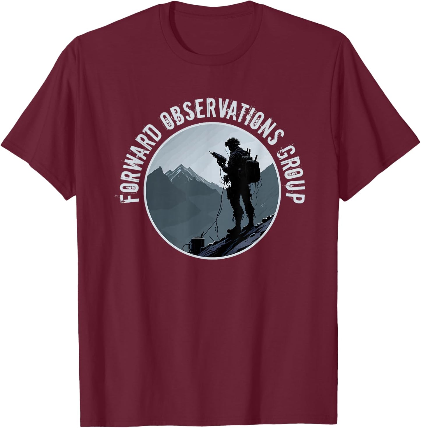 Forward Observations Group - Fog Mountain Scout with Radio T-Shirt - T-Shirt | Maroon