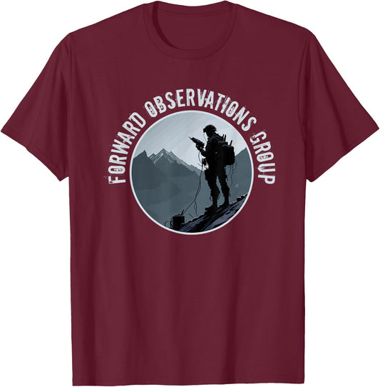 Forward Observations Group - Fog Mountain Scout with Radio T-Shirt - T-Shirt | Maroon