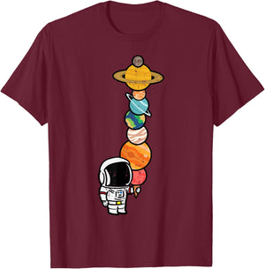 Astronaut Ice Cream Planets Space Boys Girls Kids Women Men T-Shirt - T-Shirt | Maroon