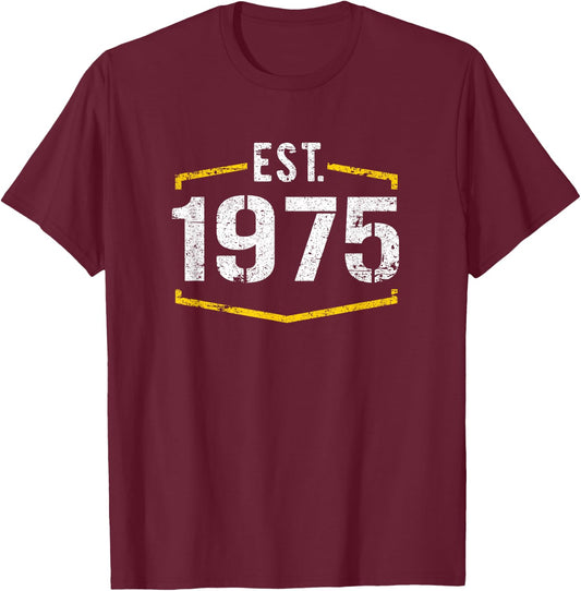 Est 1975 Vintage Style Established 1975 Birthday Design T-Shirt - T-Shirt | Maroon