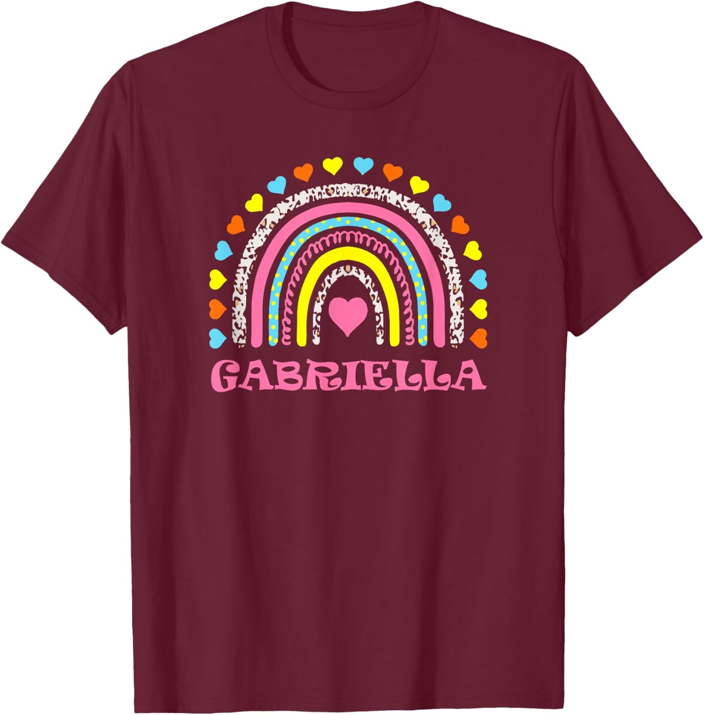 Gabriella Colorful Rainbow Design for Girls Name Gabriella T-Shirt - T-Shirt | Maroon