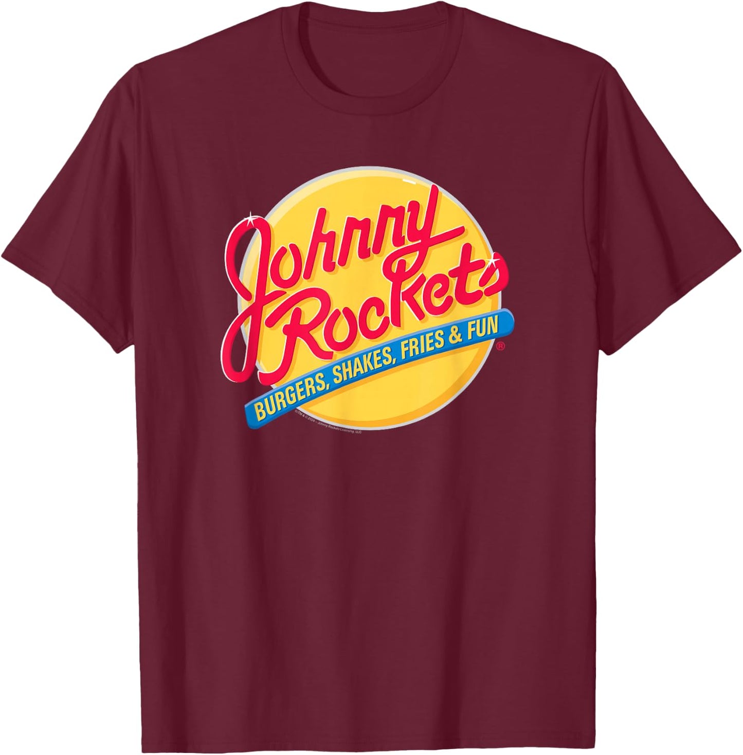 Johnny Rockets Vintage Logo Fast Food T-Shirt - T-Shirt | Maroon