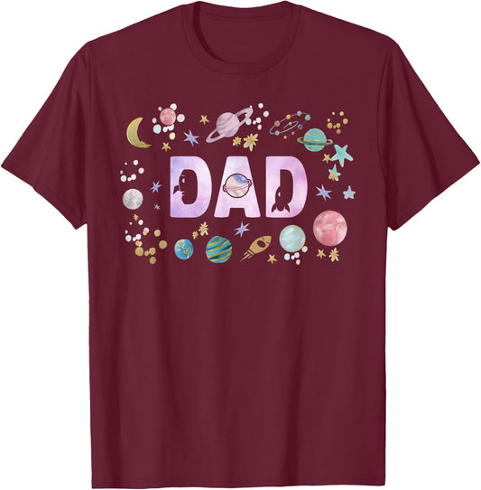 Dad Outer Space Galaxy Birthday Girl 1st Trip Around The Sun T-Shirt - T-Shirt | Maroon