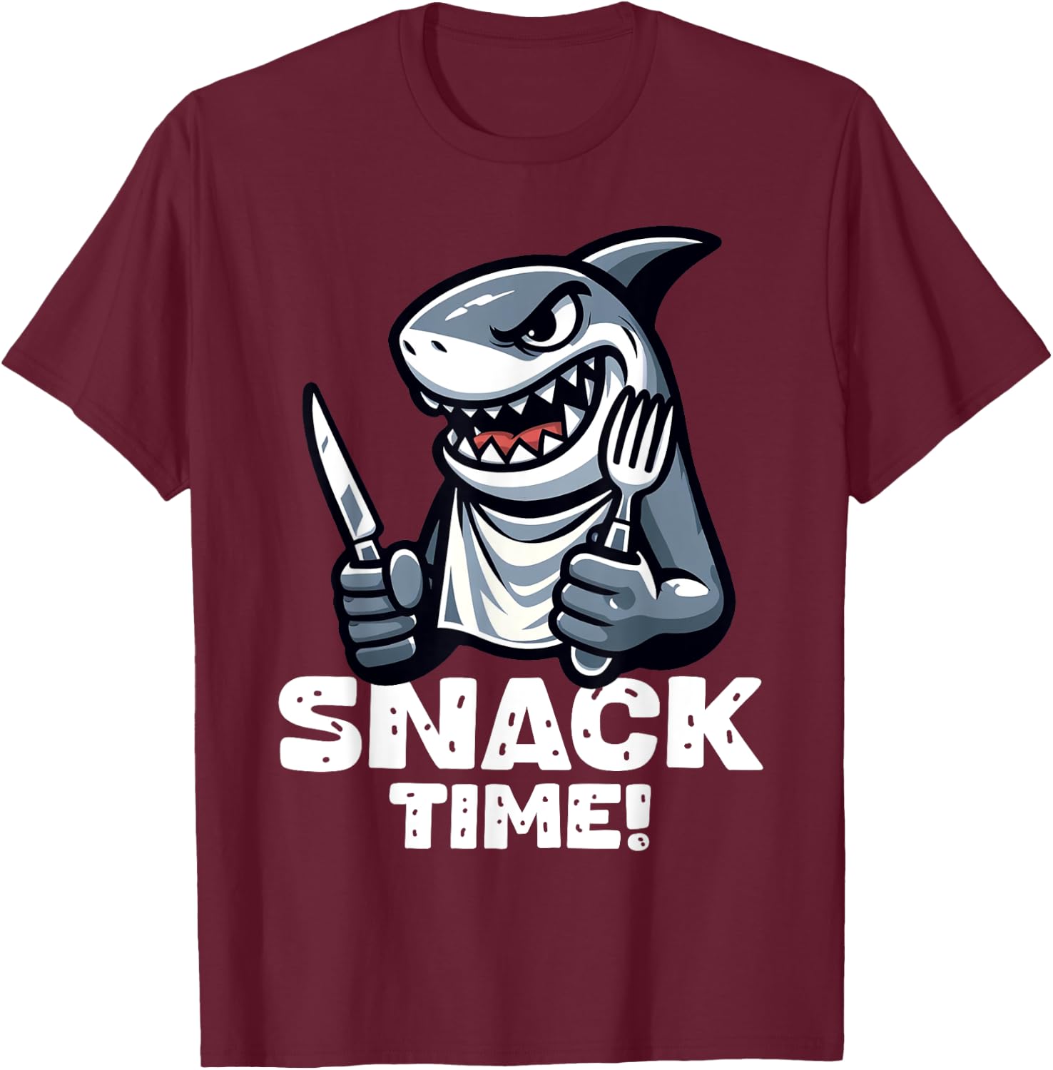 Cool Shark Snack Time Beach Funny Shark Women Girls Kids T-Shirt - T-Shirt | Maroon
