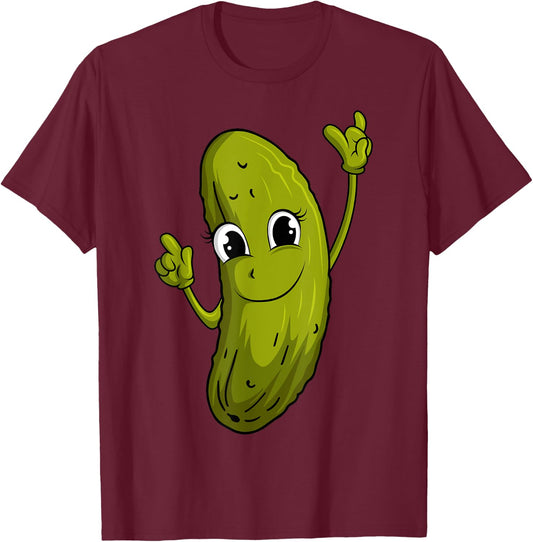 Funny Pickle Cucumber Vegetable Lover T-Shirt - T-Shirt | Maroon