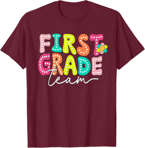 First Grade Team Teacher Back To School 1st Grade Squad Kids T-Shirt - T-Shirt | Maroon