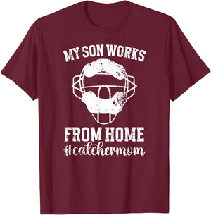 Funny Baseball Catcher Mom Of A Baseball Catcher Mother T-Shirt - T-Shirt | Maroon