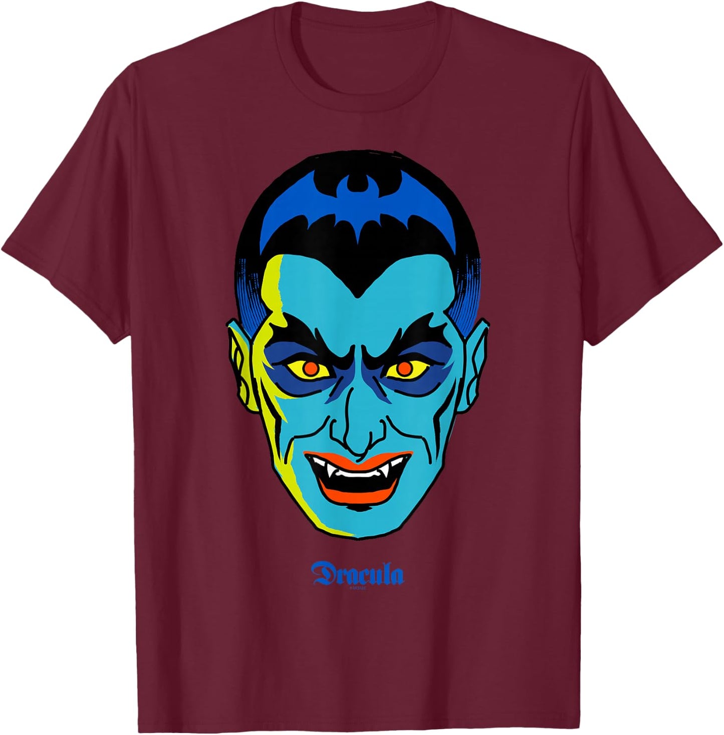 Universal Monsters Dracula Retro Big Face T-Shirt - T-Shirt | Maroon