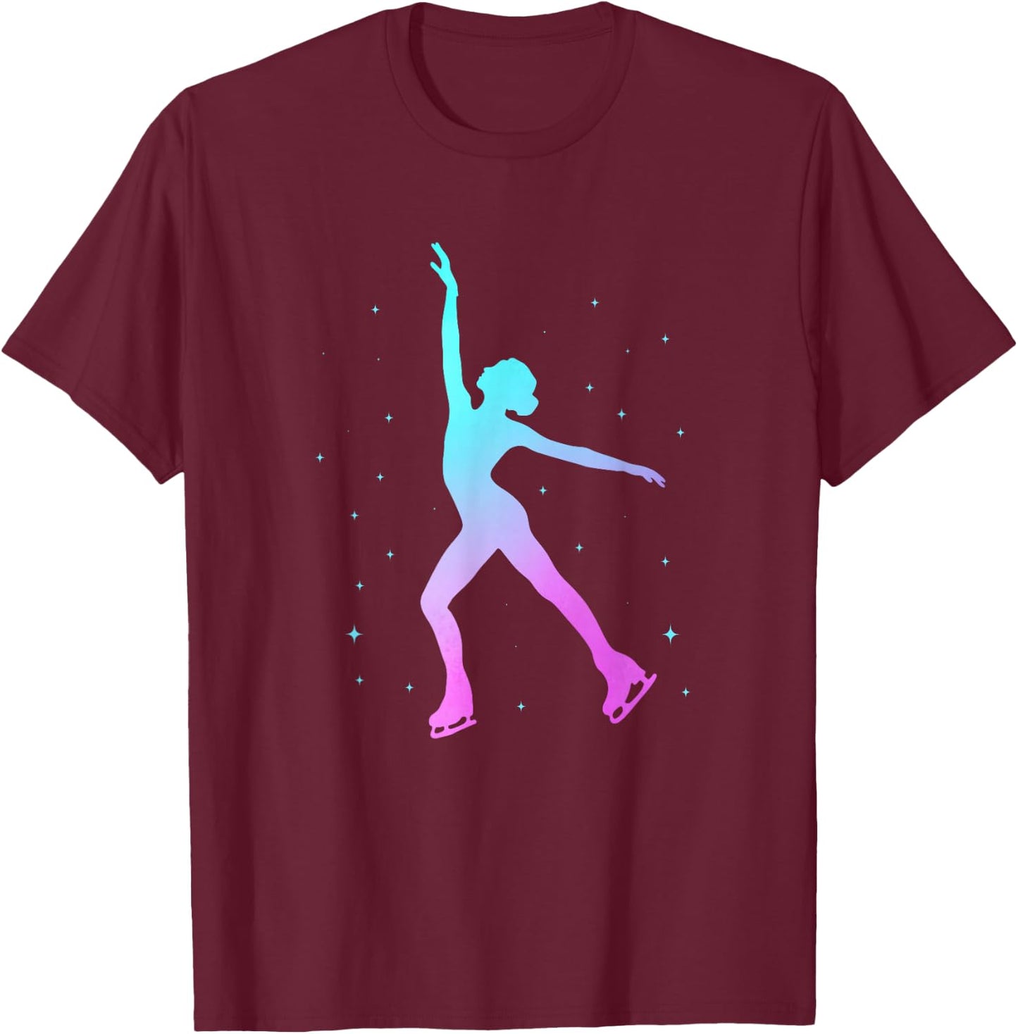 Ice Skating Girl Cute Figure Skater T-Shirt - T-Shirt | Maroon