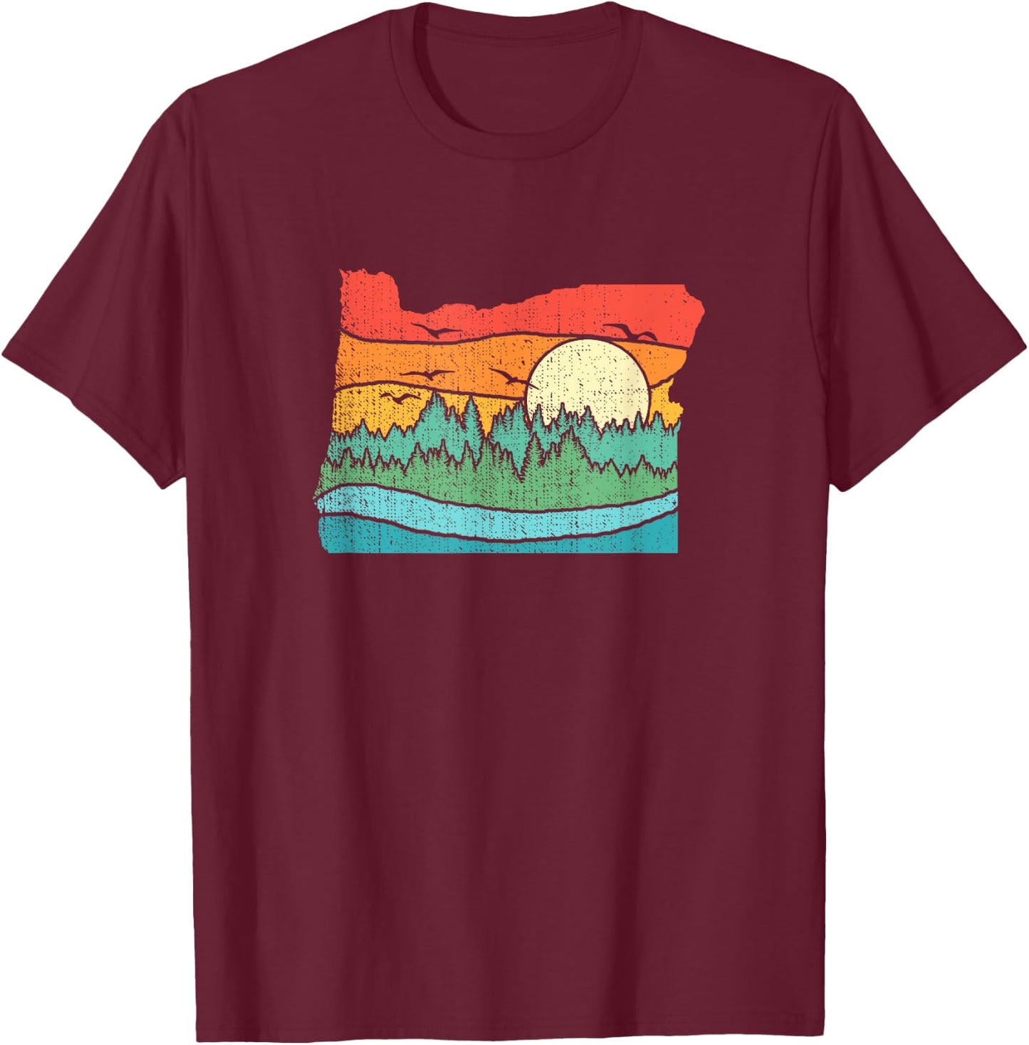Retro Vintage Oregon Throwback distressed gift T-Shirt - T-Shirt | Maroon