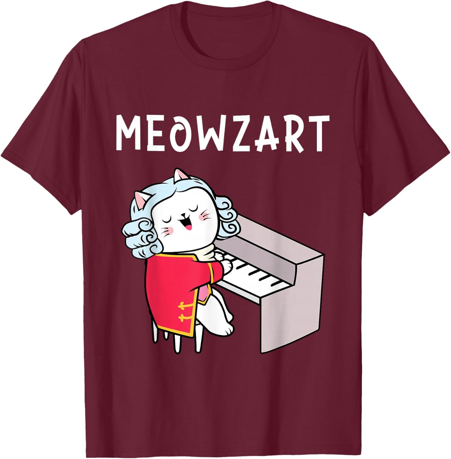 Meowzart - Piano Player Pianist Classical Music Lover T-Shirt - T-Shirt | Maroon