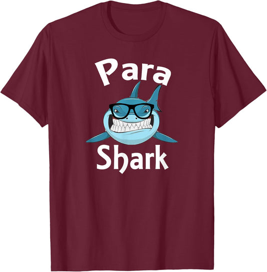 Para Shark Funny Paraprofessional Teacher T-Shirt - T-Shirt | Maroon