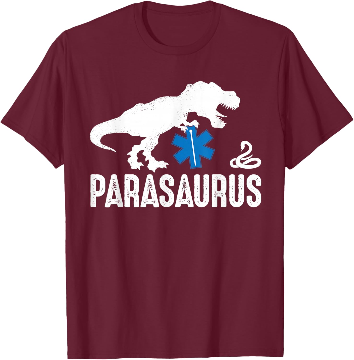 Parasaurus Funny Dinosaur Paramedic EMT Emergency Responder T-Shirt - T-Shirt | Maroon