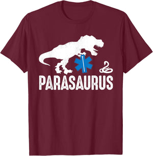 Parasaurus Funny Dinosaur Paramedic EMT Emergency Responder T-Shirt - T-Shirt | Maroon