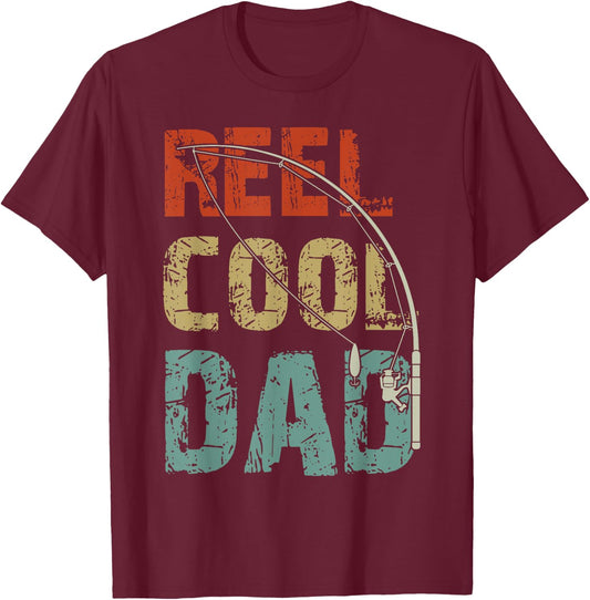 Reel Cool Dad Funny Fishing Father's Day Fisherman Daddy T-Shirt - T-Shirt | Maroon