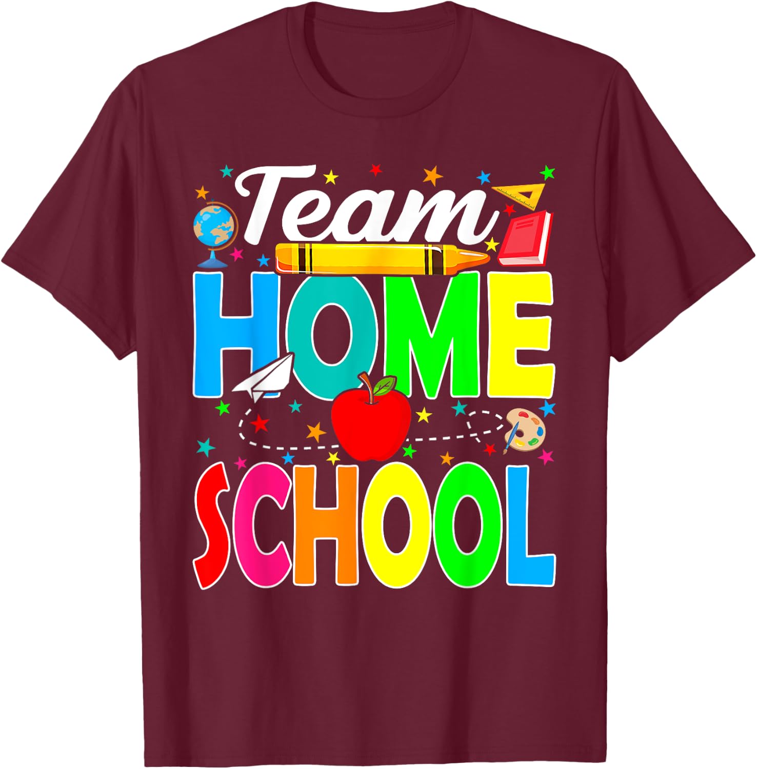 Team Homeschool Teacher Back To School Homeschool Squad T-Shirt - T-Shirt | Maroon