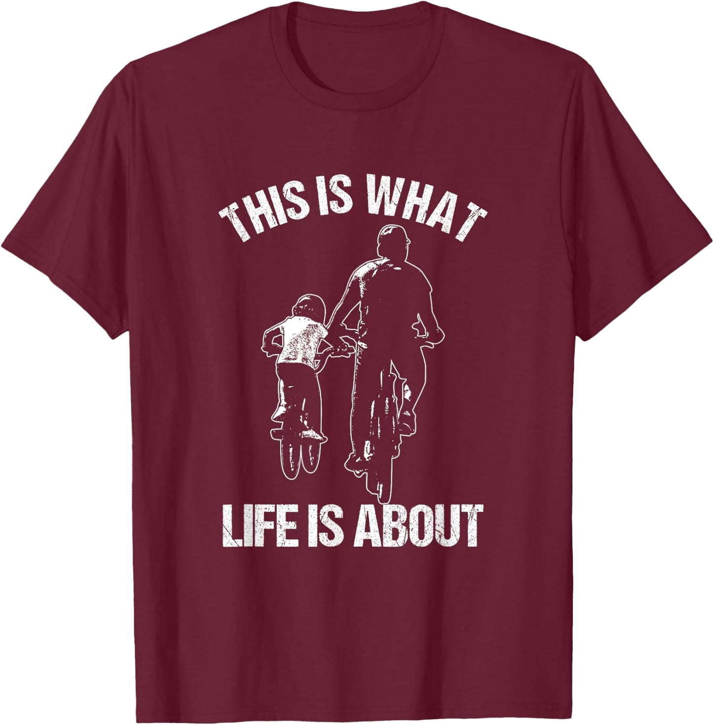 Mountain Bike MTB Bicycle Driving Bike Rider Father and Son T-Shirt - T-Shirt | Maroon